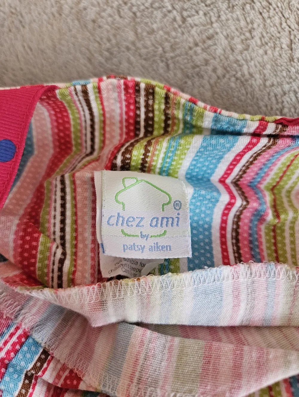 Girls 2T Striped Pink & Green Embroidered Flower Matching